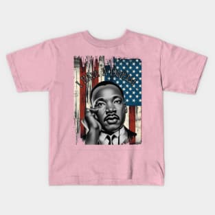 "Dreams of Justice: MLK Double Exposure" - MLK Civil Rights Activist Kids T-Shirt